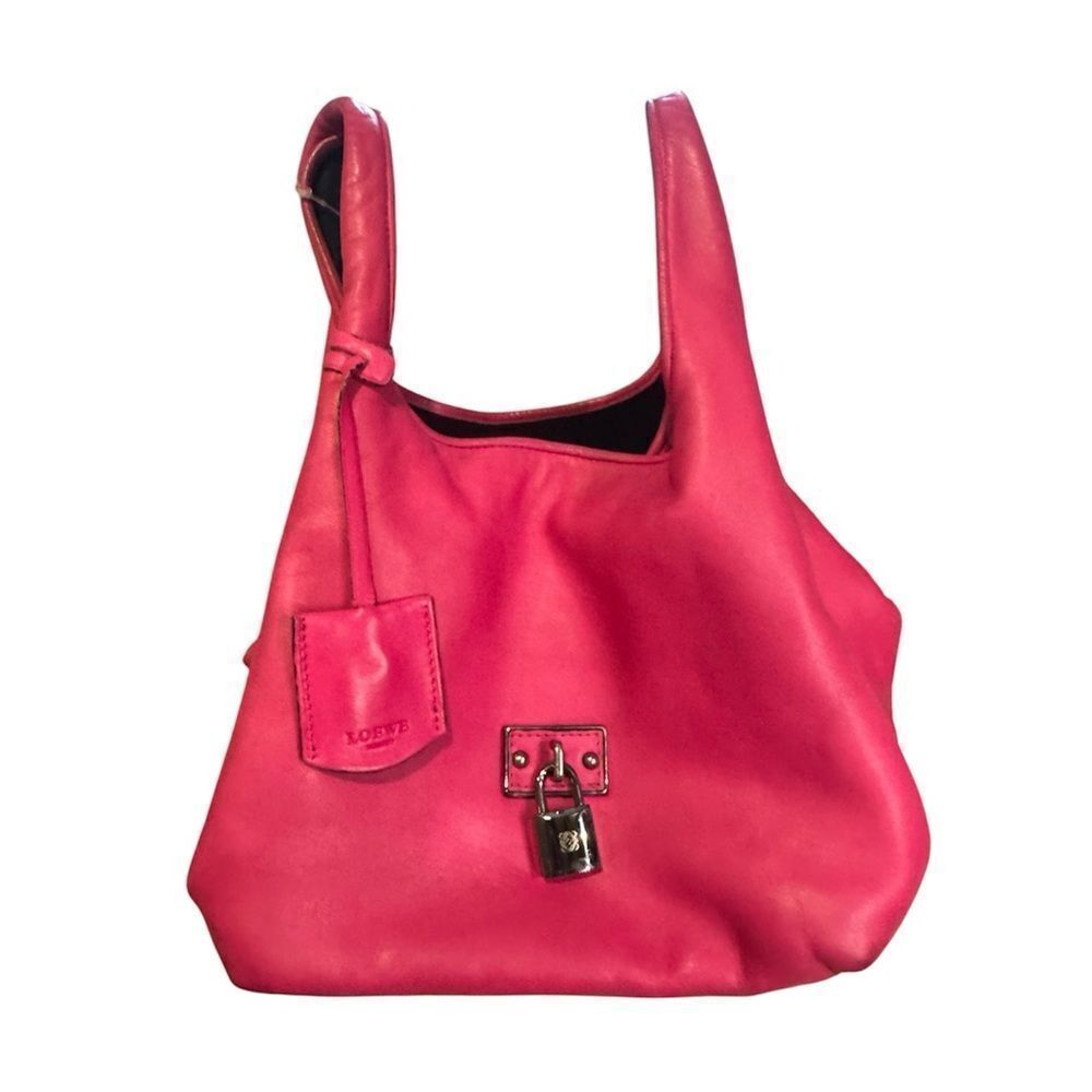 LOEWE Melon Pink Nappa Lambskin Leather Soft Hobo Bag Calle Tote Handbag Small - Picture 2 of 12
